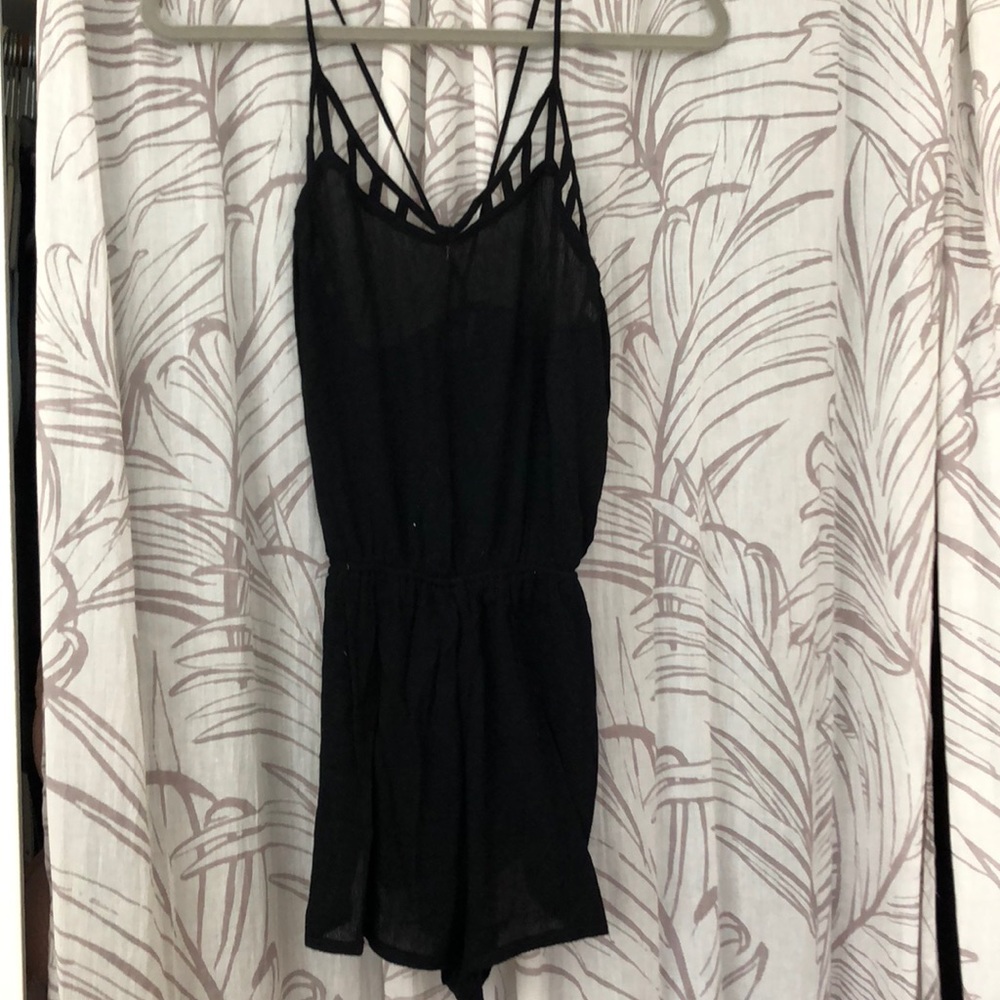 Caged tie back romper